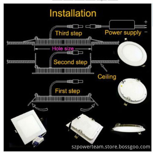 9W 12W 15W 18W 21W Bright LED Recessed panel light